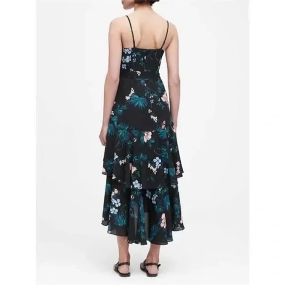 Banana Republic Black Floral High Low Dress - Picture 2 of 7